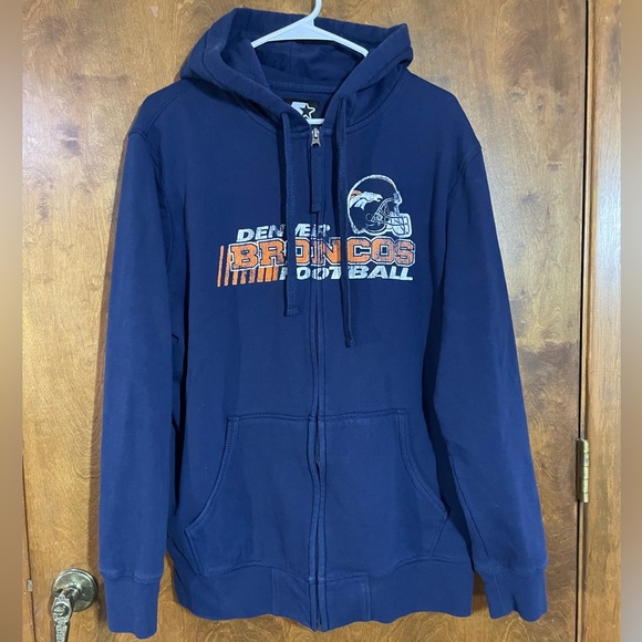 Denver Broncos Football Starter Black Label Blue orange Full Zip Hoodie men’s XL - Picture 2 of 8